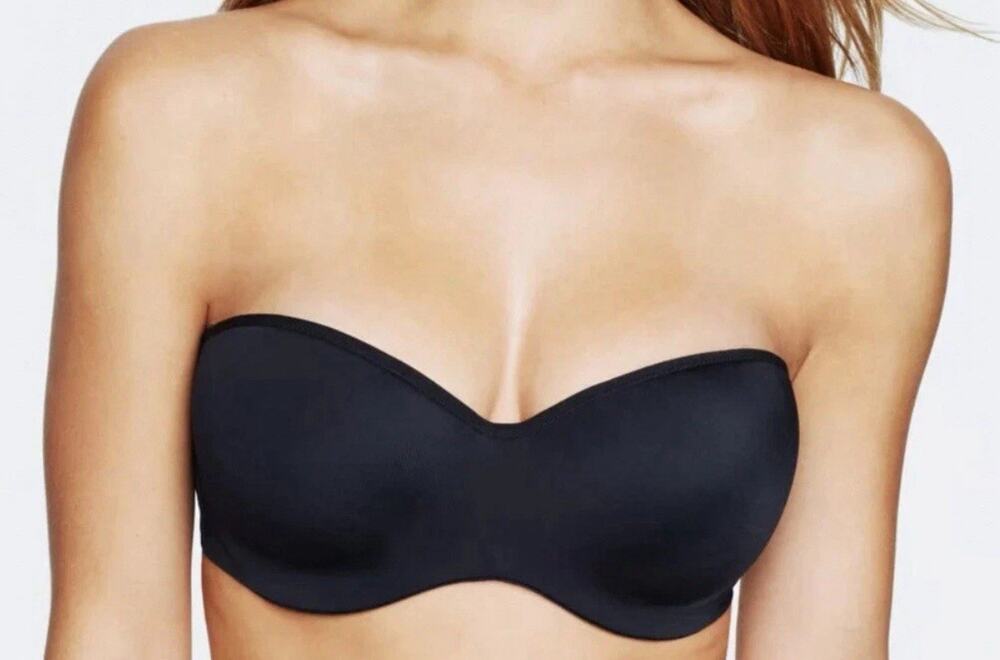 Dominique Women's Black Strapless Hidden Underwire Bra Plus Size 38DD/E